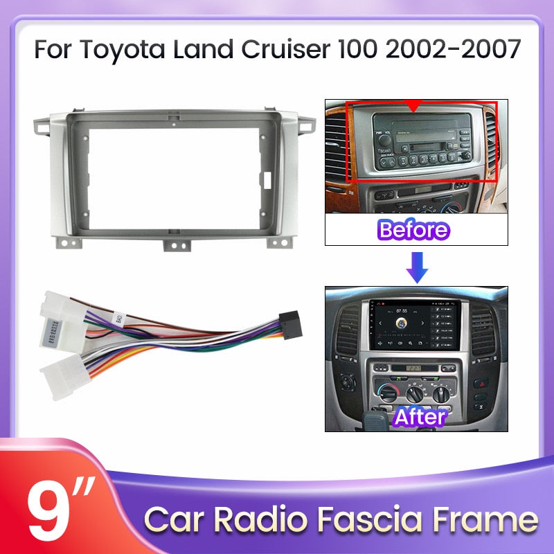 2 Din Car Radio Fascia Frame for Toyota Land Cruiser 100 2002-2007 And