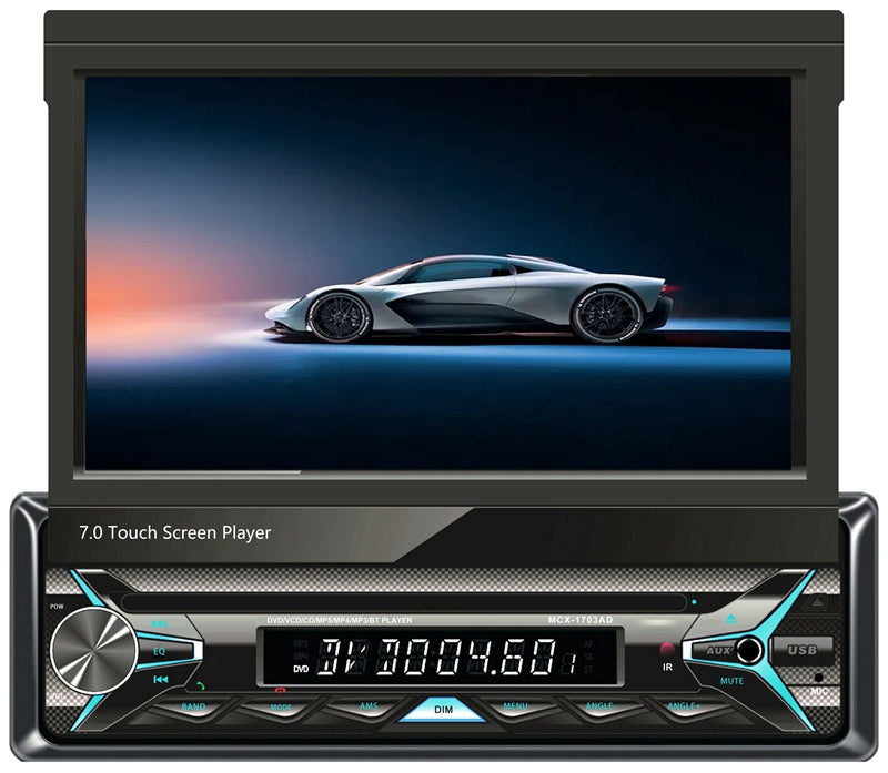 singledin car radio tape recorder 7" hd retractable screen universal