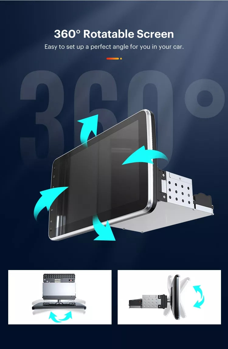 car stereo audio retractable 1 din car radio carplay rotatable 360 deg