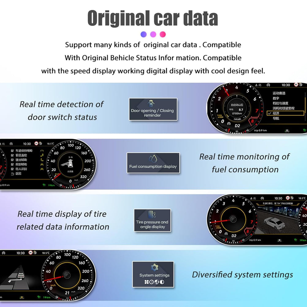 Omnitek 12.3 inch Digital Dash Instrument Cluster for Audi R8 Pa Platf