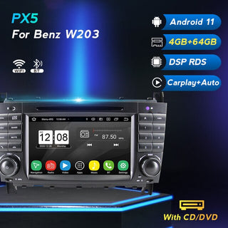 Omnitek Car DVD Player Android 11 For Mercedes Benz W203 W209 W219 A Class A160 C-Class C180 C200 CLK200 C230 GPS Radio Stereo Recorder