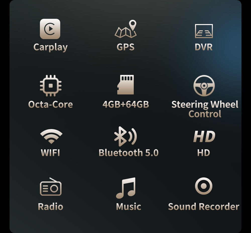 Radio pantalla Carplay universal con camara DVR – Mister Radio GPS